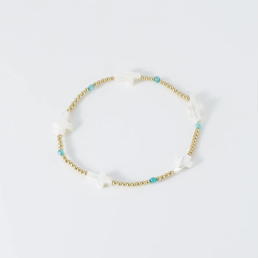 Coastal Grit Island Girl Aqua Waters Prayer Bracelet