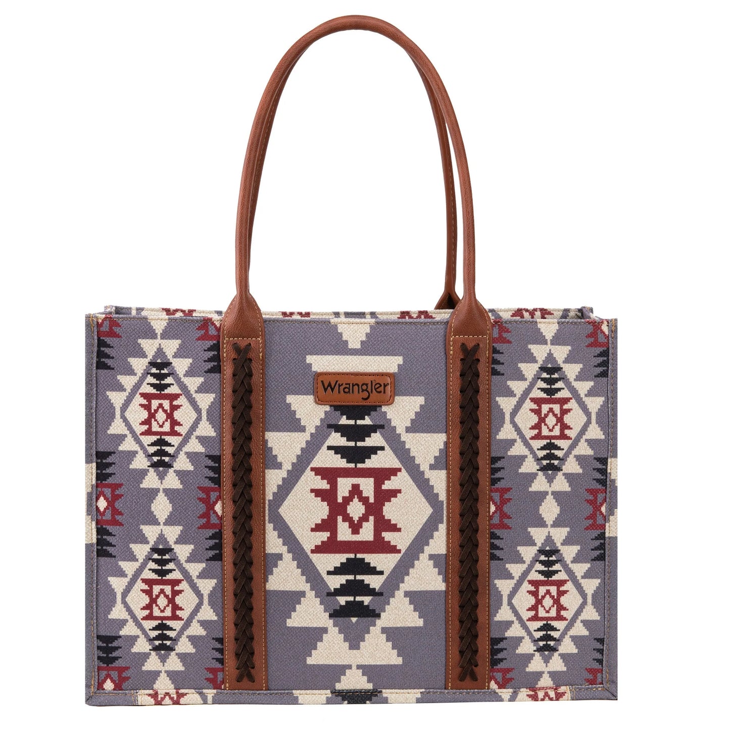 Wrangler Lavender Southwestern Pattern Dual Sided Print Canvas Wide Tote