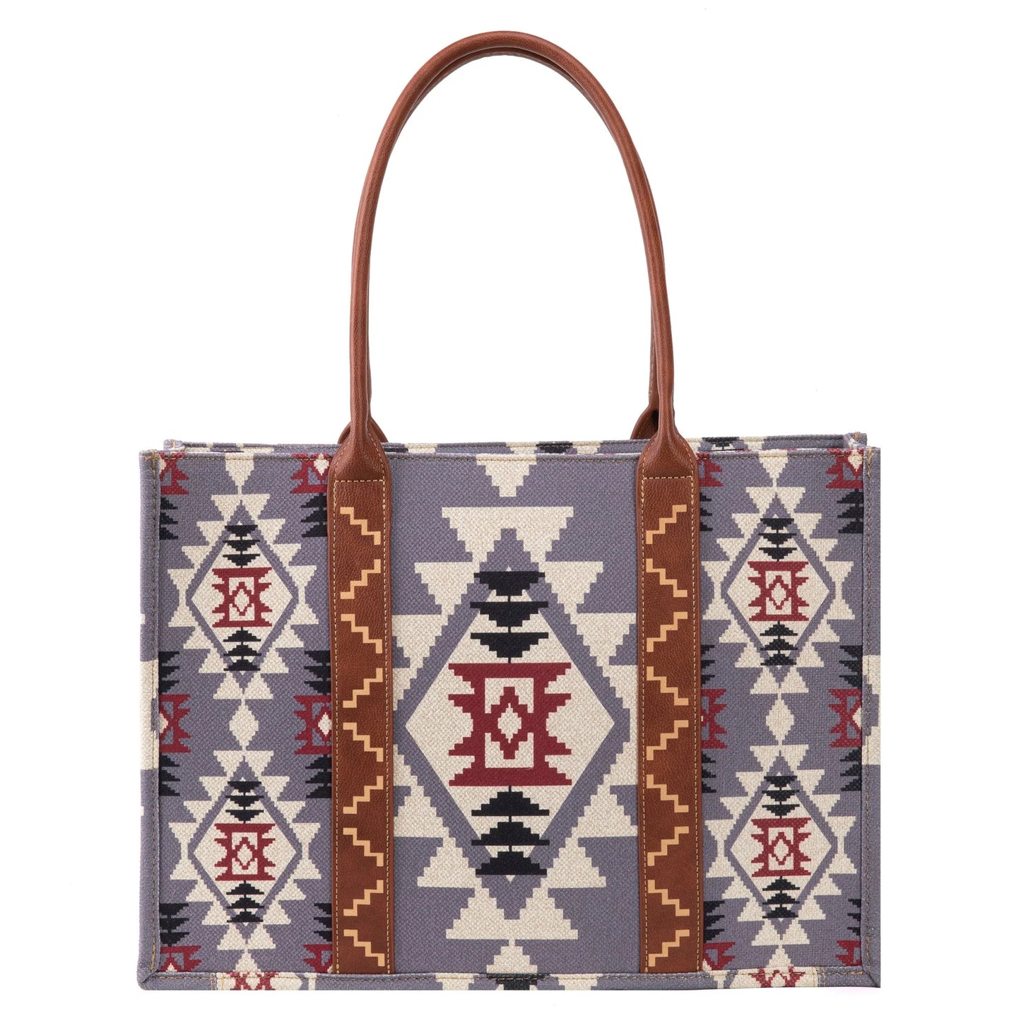 Wrangler Lavender Southwestern Pattern Dual Sided Print Canvas Wide Tote