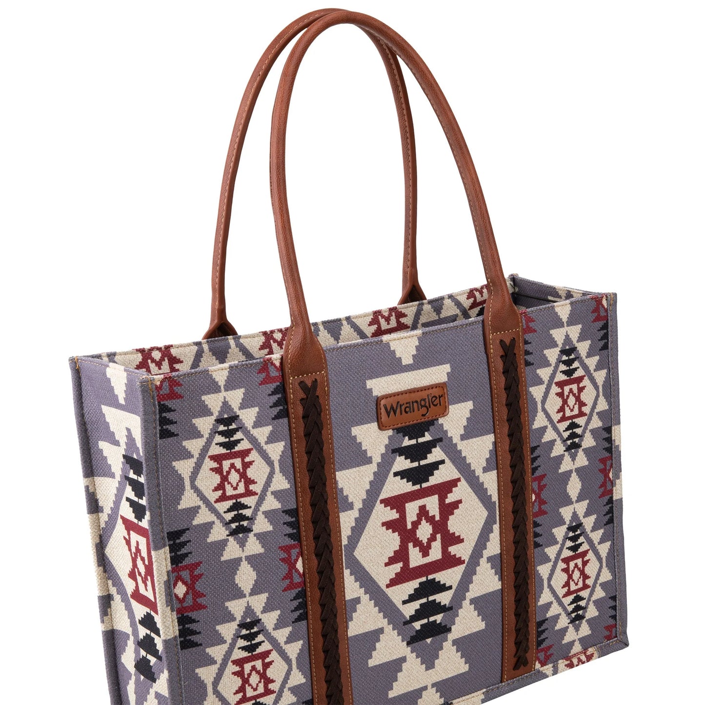 Wrangler Lavender Southwestern Pattern Dual Sided Print Canvas Wide Tote