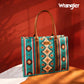 Wrangler Turquoise Southwestern Pattern Dual Sided Print Canvas Wide Tote