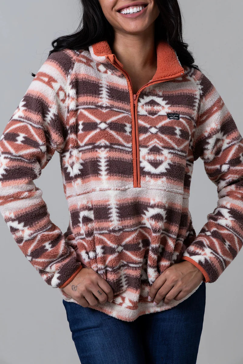 Kimes Ranch Roswell Polar Fleece Aztec Rust Red Sweatshirt