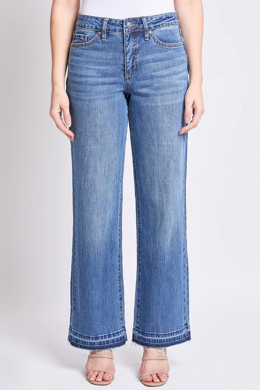 Royalty High-Rise Wide Leg Jeans with Raw Hem