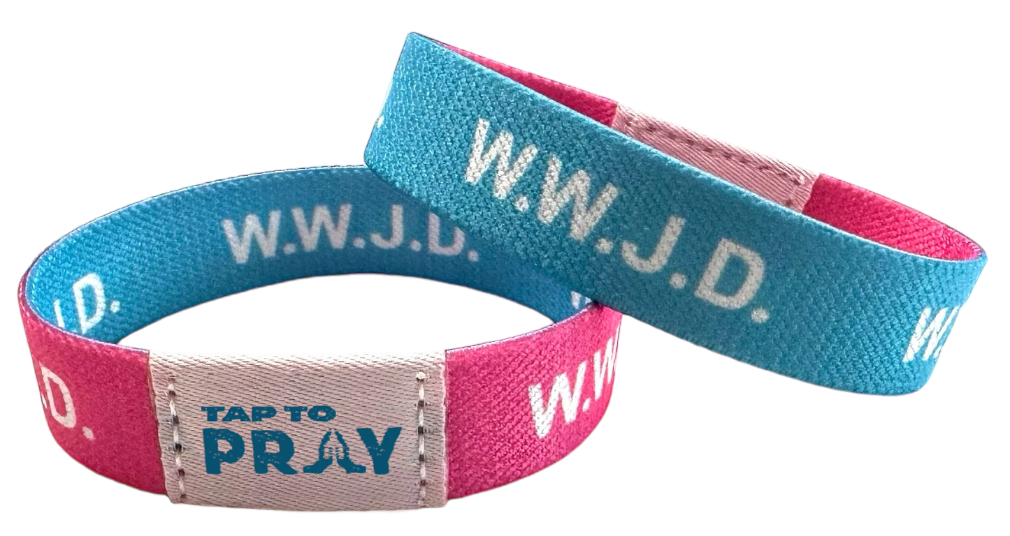 Tap to Pray™ WWJD Pink and Blue Wristband