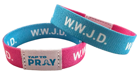 Tap to Pray™ WWJD Pink and Blue Wristband