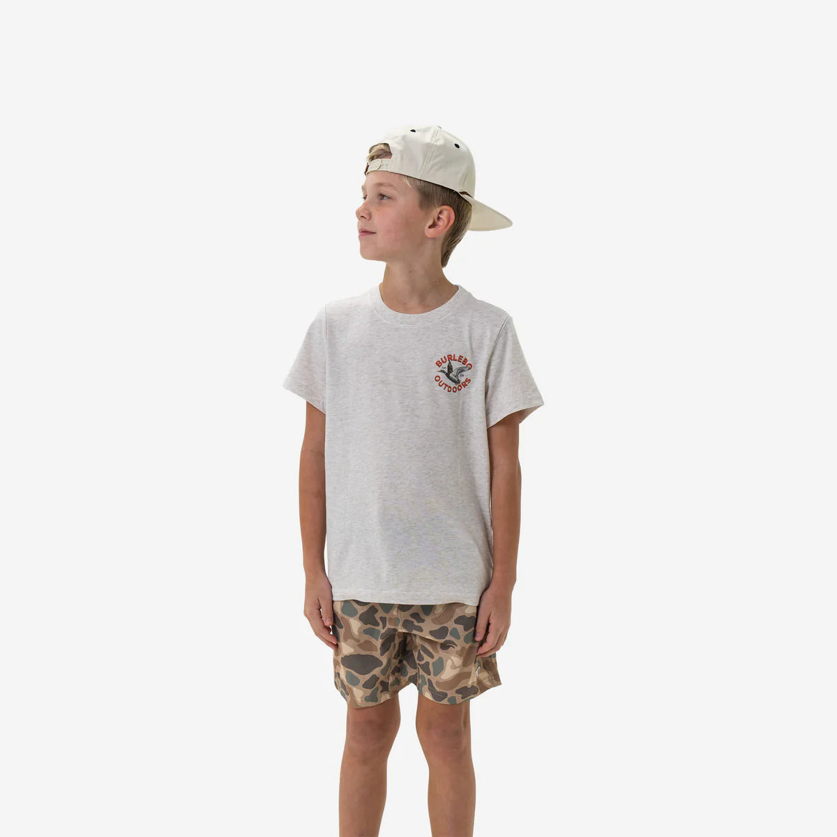 Burlebo Youth Old School Duck Hunt Short Sleeve Tee in Heather Oatmeal