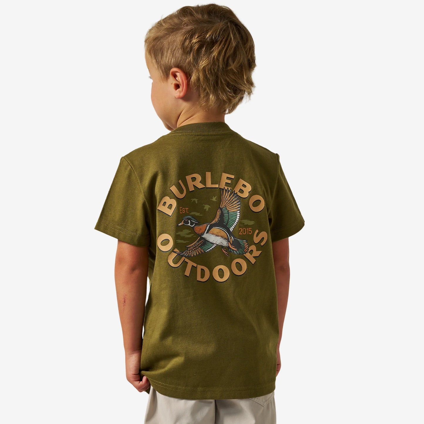 Burlebo Youth Wood Duck Short Sleeve Tee in Hunter Green