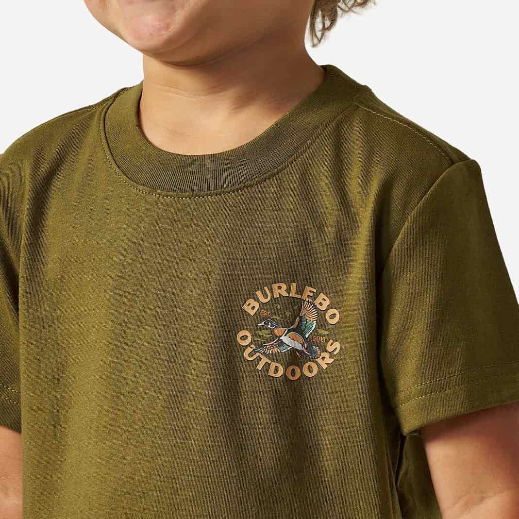 Burlebo Youth Wood Duck Short Sleeve Tee in Hunter Green