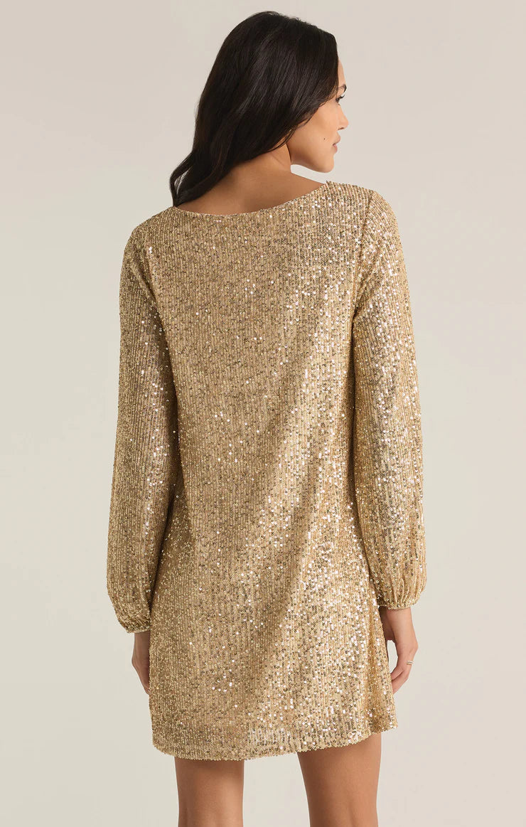 Z Supply Champagne Andromeda Sequin Mini Dress