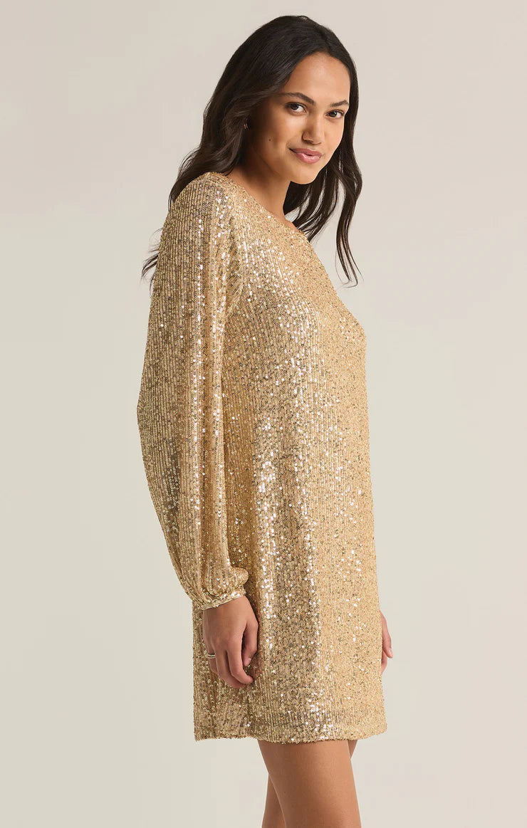 Z Supply Champagne Andromeda Sequin Mini Dress