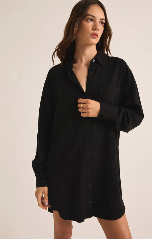 Z Supply Dover Linen Mini Dress in Black