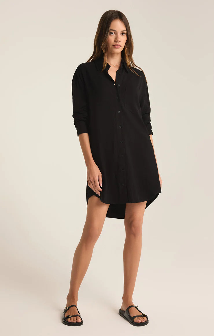 Z Supply Dover Linen Mini Dress in Black