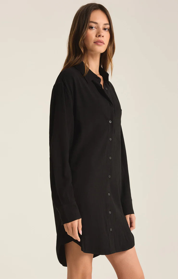 Z Supply Dover Linen Mini Dress in Black