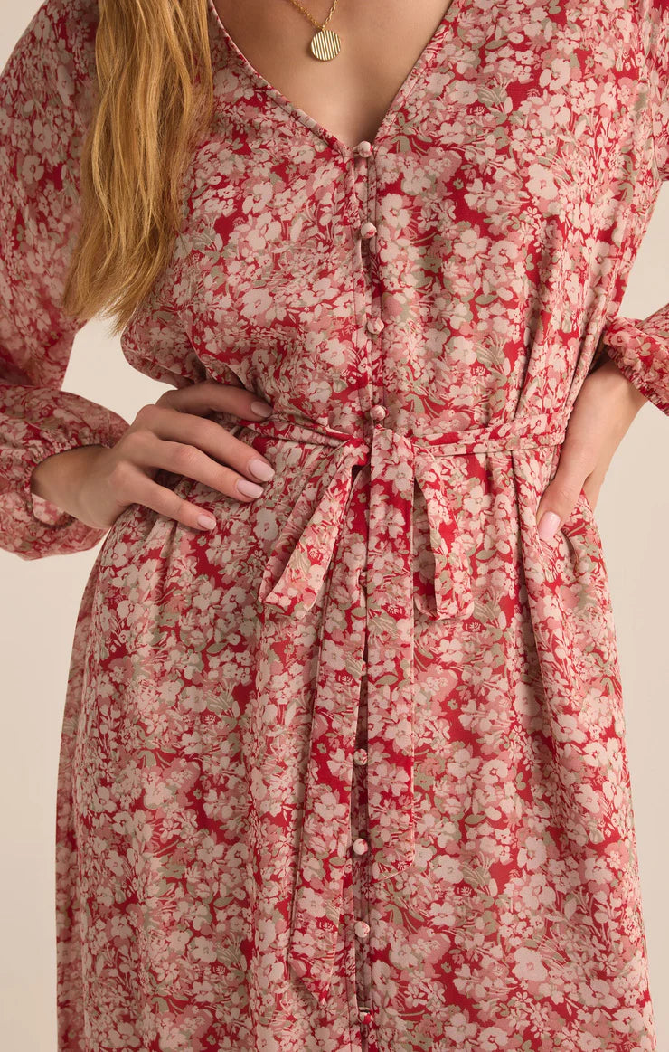 Z Supply Della Crimson Crush Floral Maxi Dress