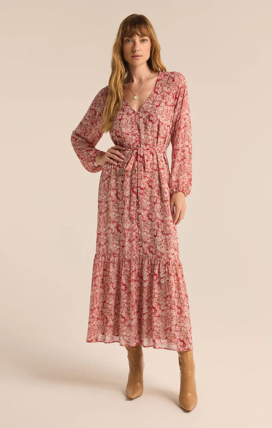 Z Supply Della Crimson Crush Floral Maxi Dress