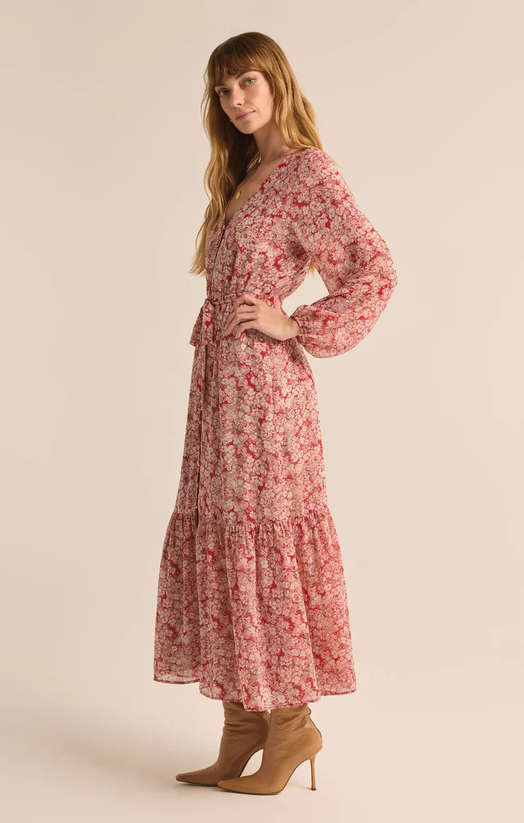 Z Supply Della Crimson Crush Floral Maxi Dress