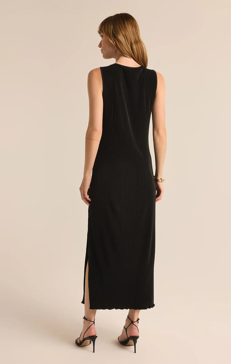 Z Supply Gatsby Plisse Midi Dress in Black