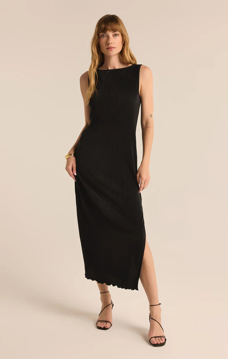 Z Supply Gatsby Plisse Midi Dress in Black