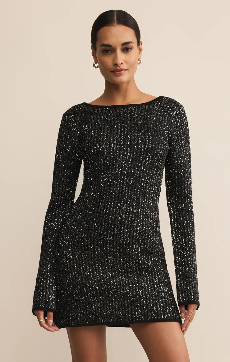 Z Supply La Marca Sequin Mini Dress in Black