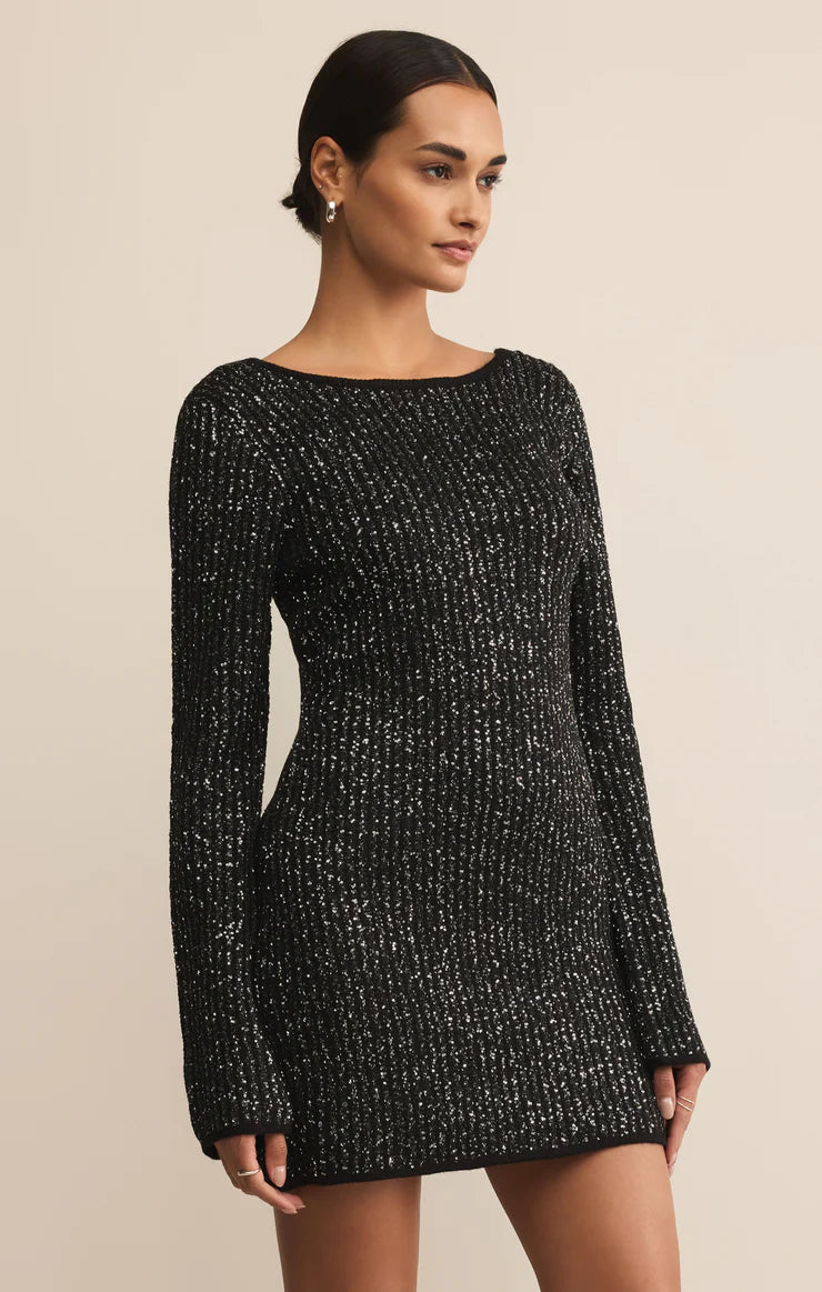 Z Supply La Marca Sequin Mini Dress in Black