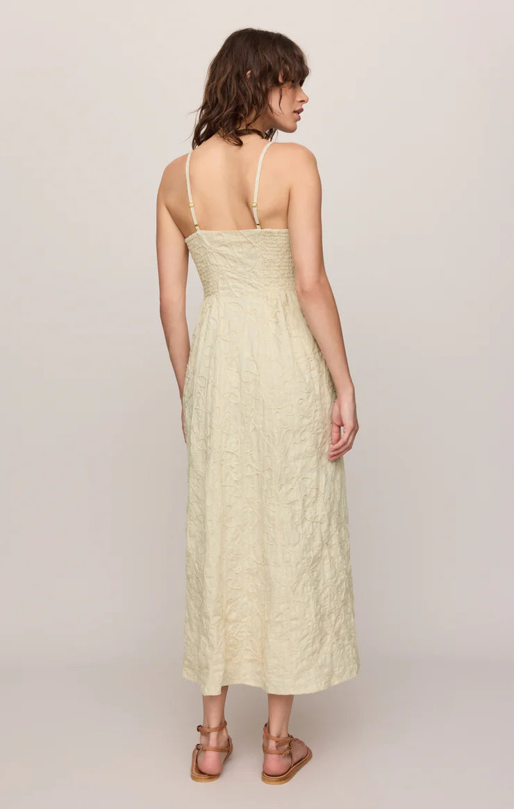 Z Supply Angel Eyes Embroidered Maxi Dress in Champagne