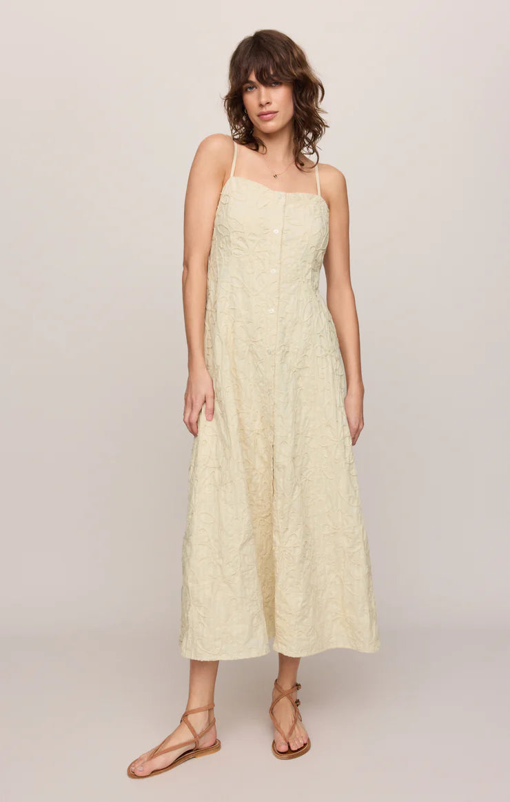 Z Supply Angel Eyes Embroidered Maxi Dress in Champagne