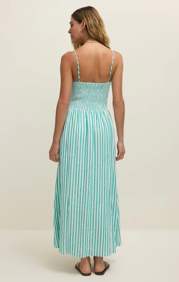 Z Supply Bayside Stripe Linen Maxi Dress in La Palma