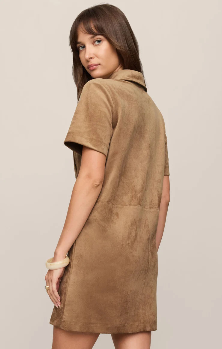 Z Supply Leone Suede Mini Dress in Light Sand