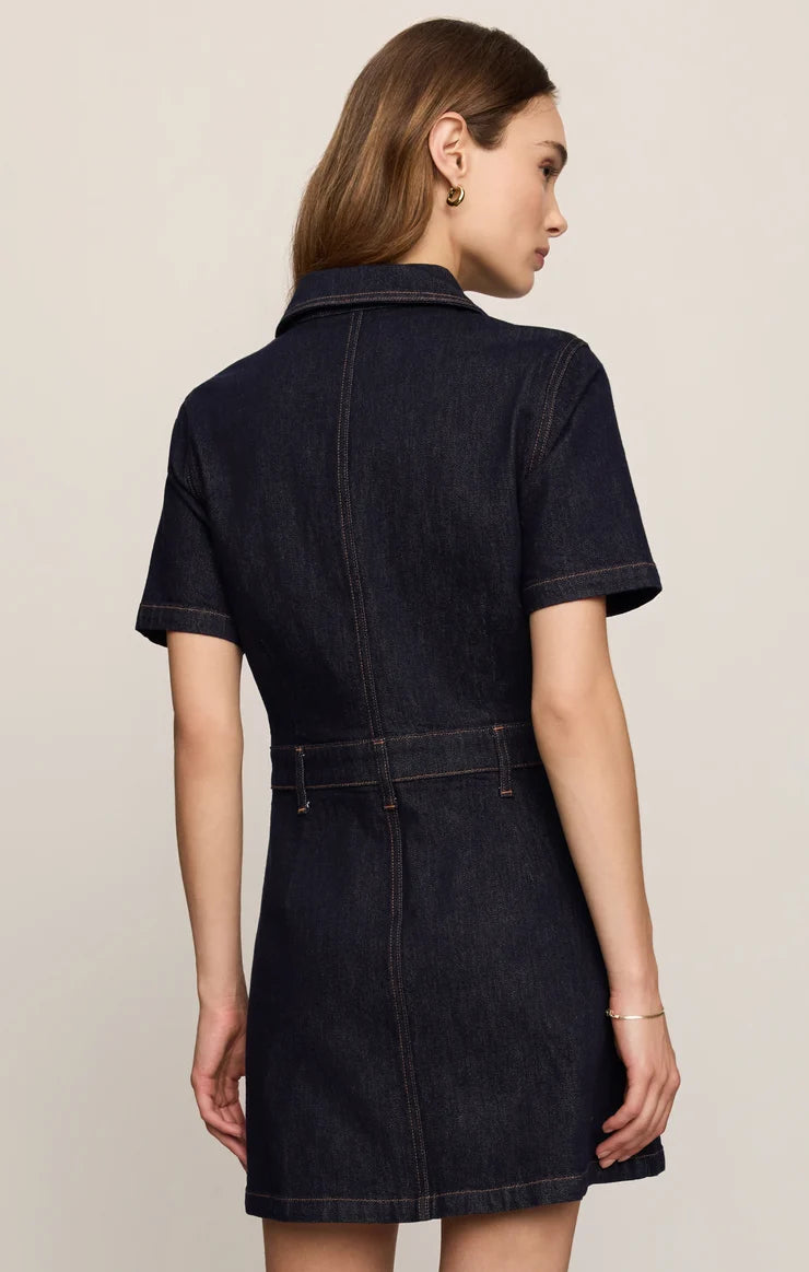 Z Supply Crush Denim Mini Dress in Midnight Air