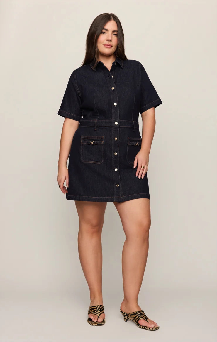 Z Supply Crush Denim Mini Dress in Midnight Air