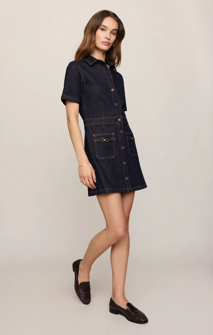 Z Supply Crush Denim Mini Dress in Midnight Air