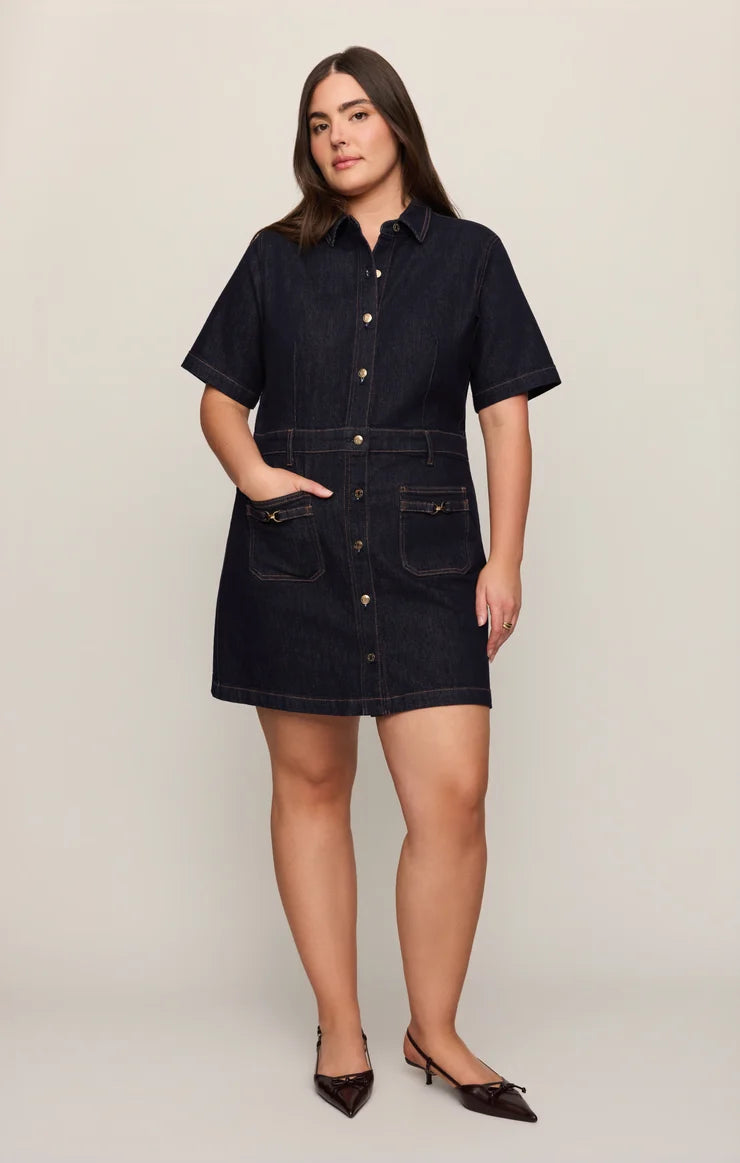 Z Supply Crush Denim Mini Dress in Midnight Air