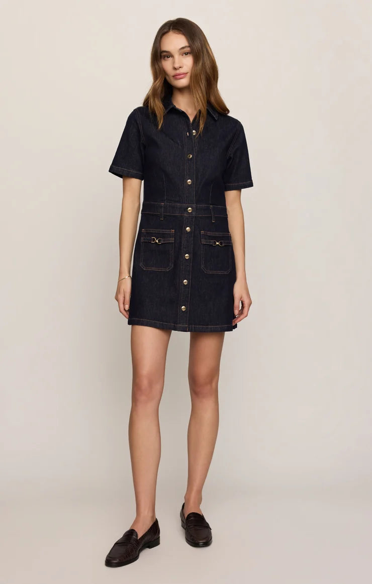 Z Supply Crush Denim Mini Dress in Midnight Air