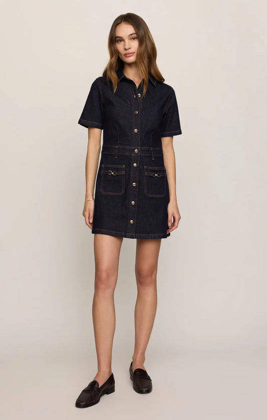 Z Supply Crush Denim Mini Dress in Midnight Air