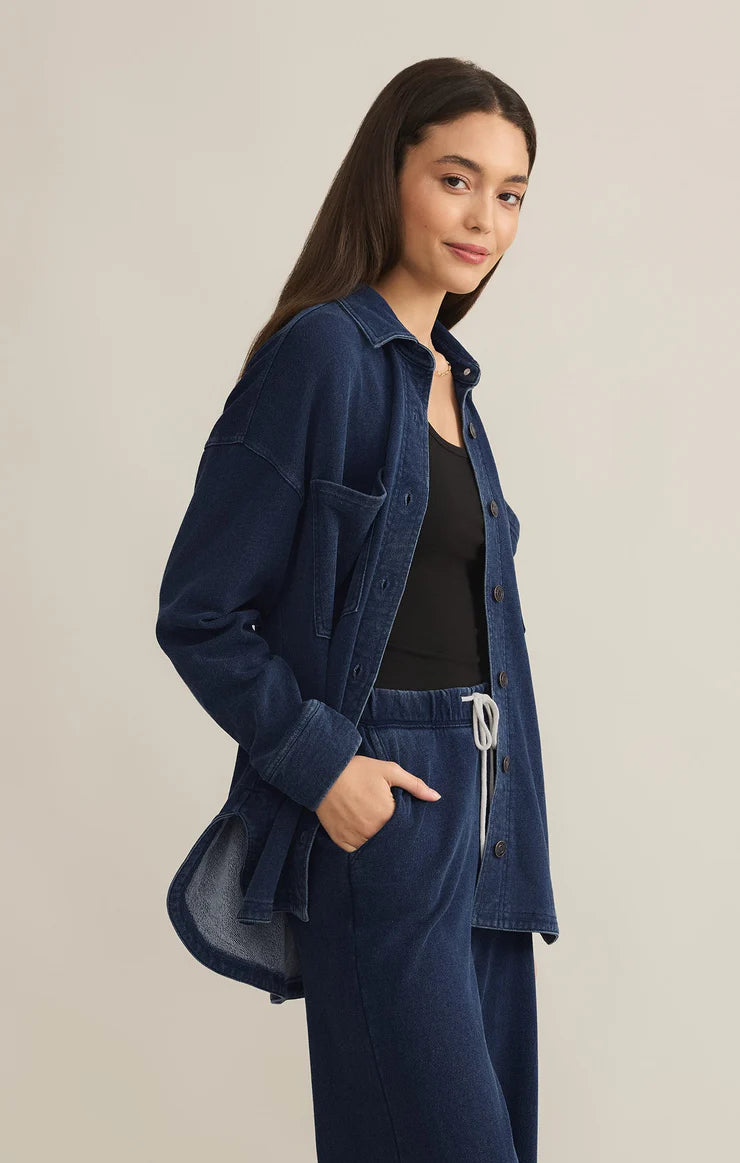 Z Supply All Day Knit Denim Jacket in Indigo