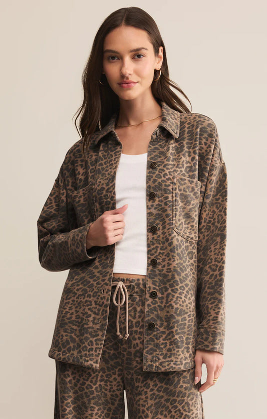 Z Supply All Day Knit Leopard Jacket
