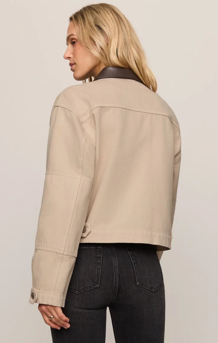 Z Supply Rey Cropped Denim Chore Jacket in Soapstone