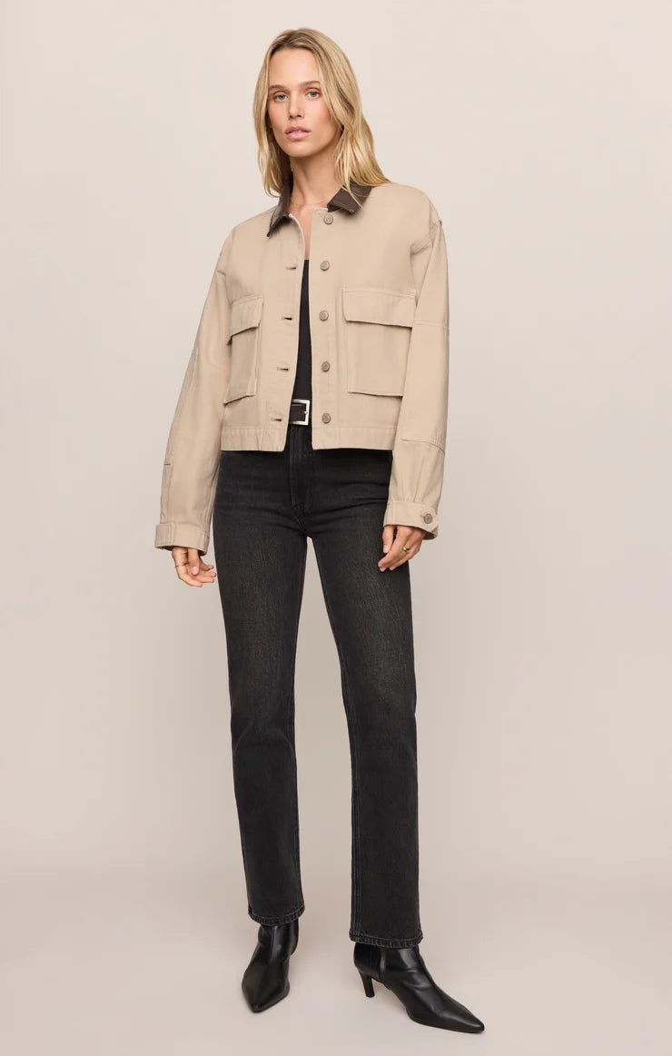Z Supply Rey Cropped Denim Chore Jacket in Soapstone