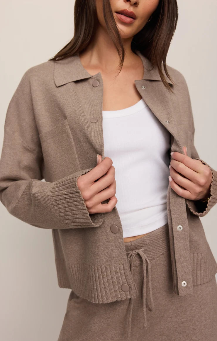 Z Supply Slowdown Sweater Jacket in Heather Ash