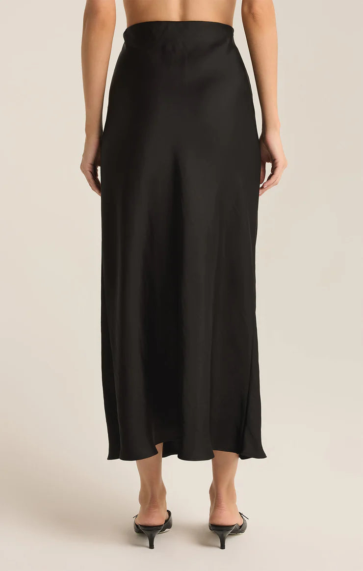 Z Supply Europa Luxe Sheen Midi Skirt in Black