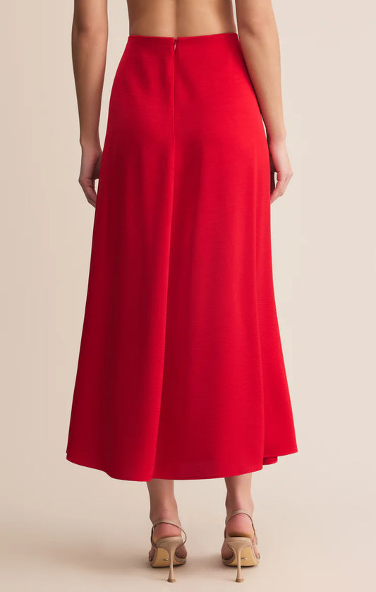 Z Supply Northpointe Satin Midi Skirt in Red