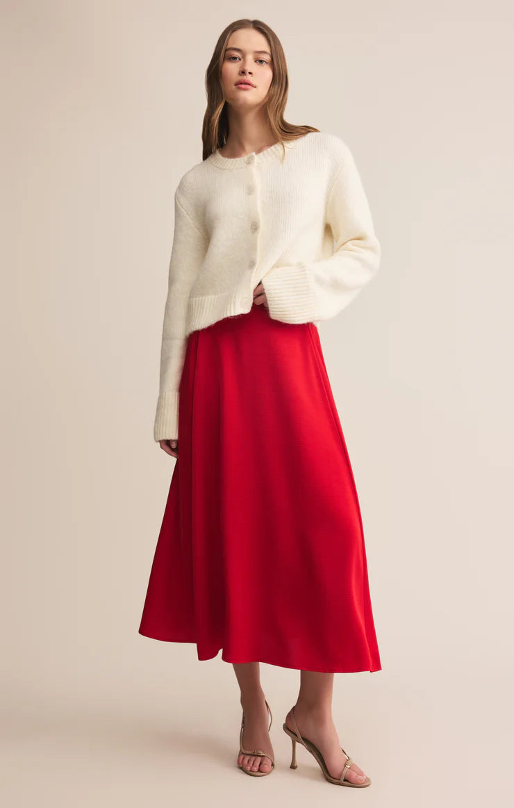 Z Supply Northpointe Satin Midi Skirt in Red