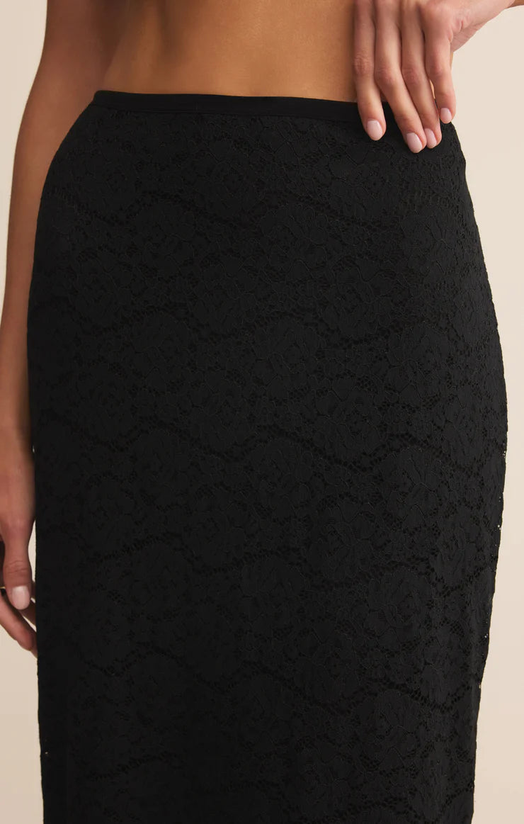 Z Supply Via Lace Midi Skirt in Black