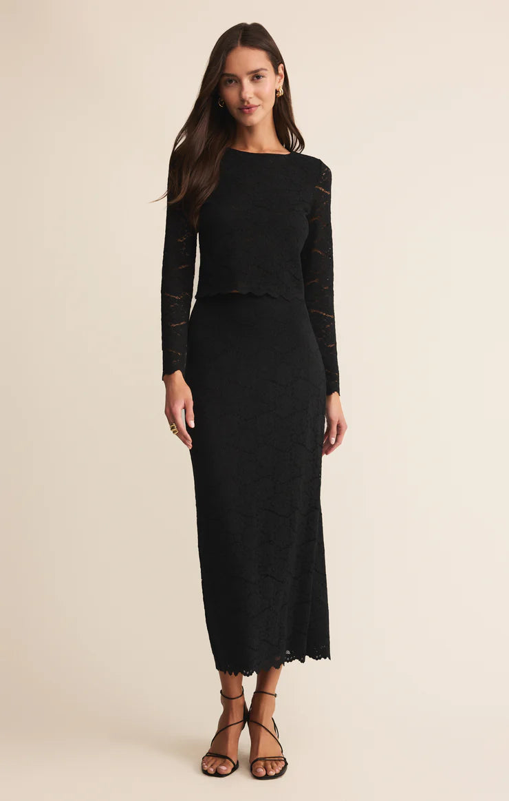 Z Supply Via Lace Midi Skirt in Black
