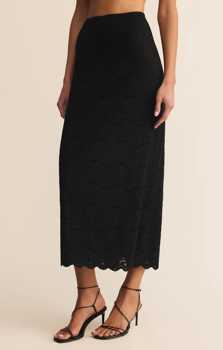 Z Supply Via Lace Midi Skirt in Black