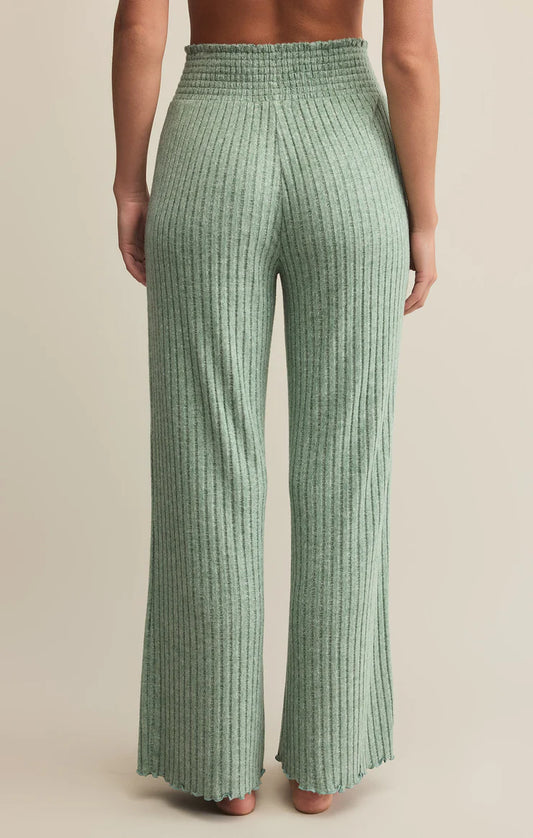 Z Supply Dawn Smocked Rib Pant in Botanical Green