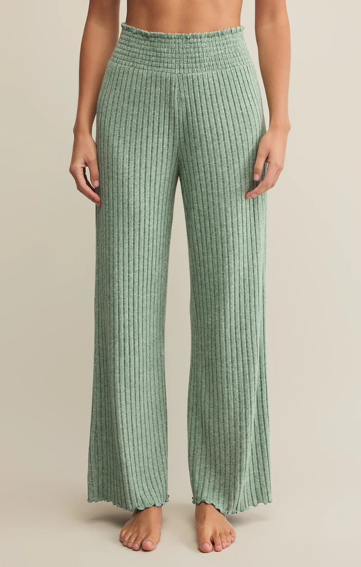 Z Supply Dawn Smocked Rib Pant in Botanical Green