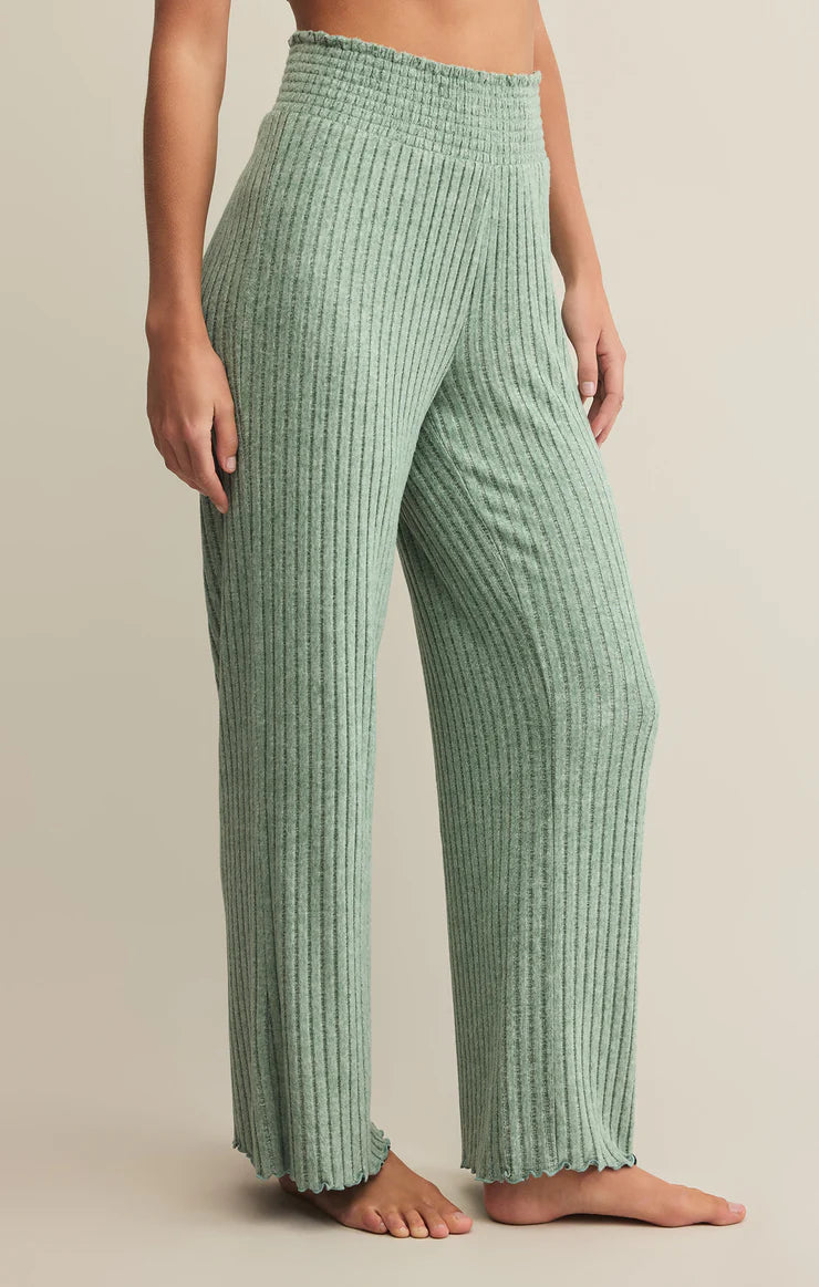 Z Supply Dawn Smocked Rib Pant in Botanical Green