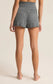 Z Supply Dawn Smocked Rib Charcoal Heather Short