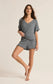 Z Supply Dawn Smocked Rib Charcoal Heather Short